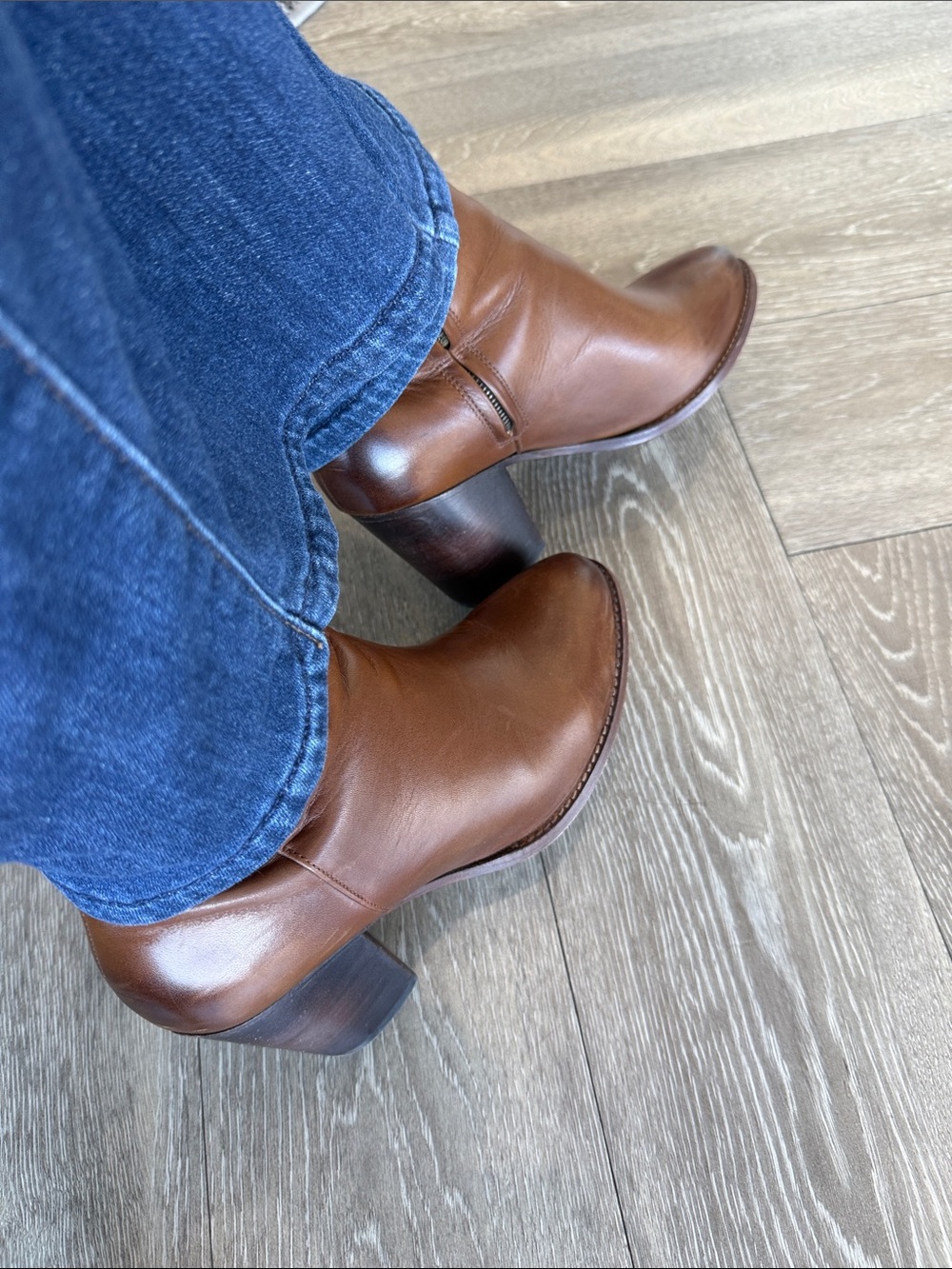 Thursday Boot Company- Highline Boot. Walnut Leather Ankle Boots with Block Hee